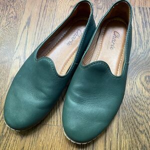 Charix Green Women's Leather Loafers